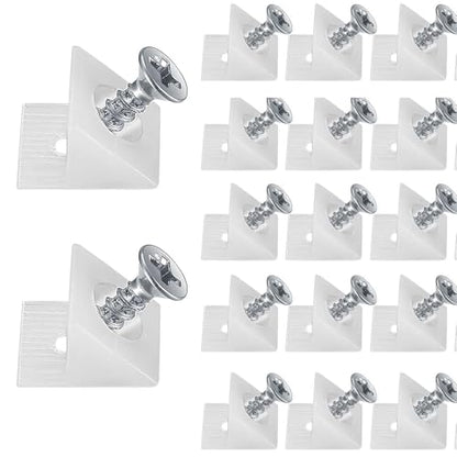 50 Pack Drawer Wedges with Screws - Furniture Chest Drawer Bottom Repair Fixing Mending Wedges 90 Degree Drawer Plastic Angle Code Bracket Fastener (50)