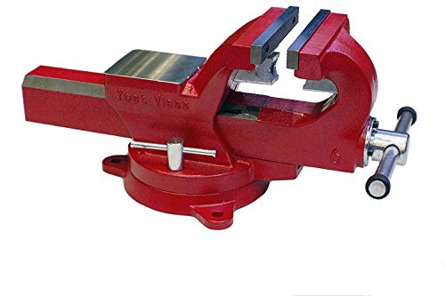 Yost Vises ADI-4 Heavy Duty Vise | 130,000 PSI Tensile Strength Austempered Ductile Iron Bench Vise | 4 Inch Jaw Width with a 360 Degrees Interlocking Swivel Base and 2 Lockdowns | Red - size: 4 Inches