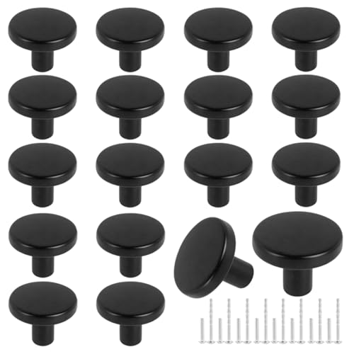 Romeda 12 Piece Drawer Knobs, Black Cabinet Knobs with Screw, 30mm Drawer Pulls for Dresser, Kitchen, and Cabinet Drawers - color: 12 Pack | Flat Top-type Black
