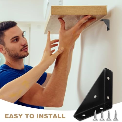 4Pcs Corner Brace Brackets,Cabinet Corner Bracket with Screws,Right Angle Shelf Bracket,Corner Protector for Furniture,Brace Bracket for Table,Bed,Cabinet,Shoe Rack,Bookshelf ﻿