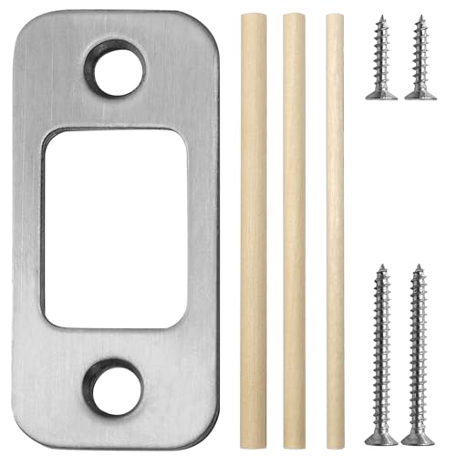1 Pack Durable Deadbolt Strike Plate, Silver Round Corner Backplate, 1" x 2-1/4" Plate for Doors and Home Improvement - color: Silver