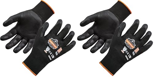 Ergodyne Nitrile Coated Work Gloves, High Dexterity, ProFlex 7001, Medium,Black (Pack of 2) - size: 1 Count (Pack of 2)