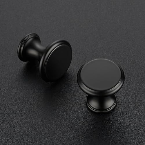 Ravinte 10 Pack Matte Black Kitchen Cabinet Knobs, Solid Black Pulls Zinc Handles Simple Drawer Cabinet Hardware for Cupboard Drawer Knobs - color: Matte Black