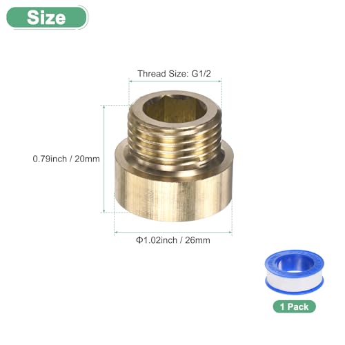 M METERXITY Shower Head Extension Arm, Brass G1/2 Male to Female Extension Pipe Fitting Adapter with PTFE Thread Seal Tape for Shower/Faucet, Pipe Plumbing Coupler 0.79"/20mm 1-Pack - size: 0.79"/20mm