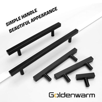 Goldenwarm 25 Pack Black Cabinet Handles 7-1/2"(192mm) Matte Black Cabinet Pulls T Bar Drawer Pulls for Kitchen Cupboard & Drawer Hardware - color: Black, size: 7-1/2 Inch Hole Center