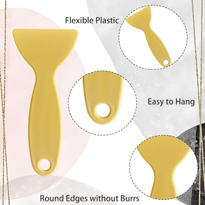 12PCS Flexible Plastic Scraper Set, Multi-Purpose Putty Knife Spatula for Vinyl Wrap Smoothing, Resin 3D Print Removal, Bubble-Free Decal Application, Wall Repair Tools(Black, Yellow) - size: 12PCS