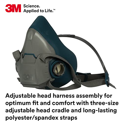 3M Rugged Comfort Half Facepiece Reusable Respirator 6502, NIOSH, Cool Flow Valve Helps Reduce Heat and Moisture, Silicone Faceseal Provides a Firm Seal, Welding, Sanding, Cleaning, Grinding, Medium - style: Medium