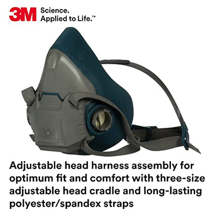3M Rugged Comfort Half Facepiece Reusable Respirator 6501, NIOSH, Cool Flow Valve Helps Reduce Heat and Moisture, Silicone Faceseal Provides a Firm Seal, Welding, Sanding, Cleaning, Grinding, Small - style: Small