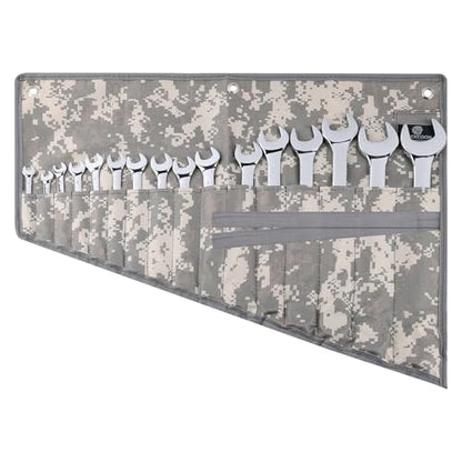 16 Pocket Wrench Roll Organizer, Rolled Tool Pouch Bag with Water Proof Oxford Cloth, Light Camouflage - color: Light Camouflage