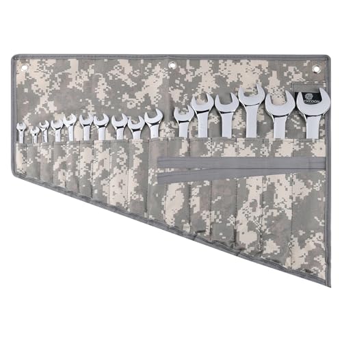16 Pocket Wrench Roll Organizer, Rolled Tool Pouch Bag with Water Proof Oxford Cloth, Light Camouflage - color: Light Camouflage