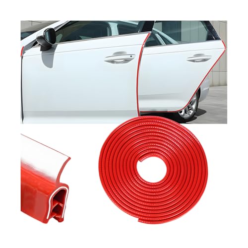 Osilly Car Door Protector Edge Guards, 33Ft Anti Collision U Shaped Automobile Door Seal Protector, No Glue Vehicle Exterior Edge Trim Protective Strip Accessories, Universal Fit (Red) - color: Red, size: 33Ft