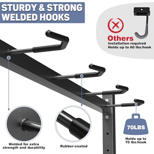 WALMANN Freestanding Bike Stand for Garage, 5 Bikes Vertical Bike Storage Stand Heavy Duty Bike Floor Stand, Holds Up to 70 lbs/Hook - style: Bike stand for 5 bikes