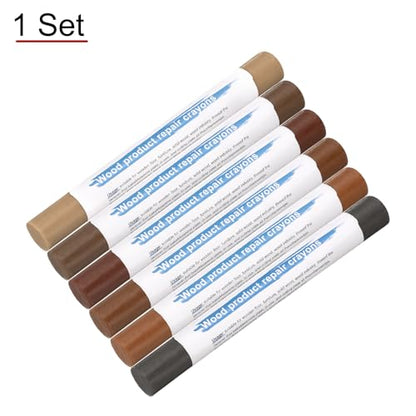HARFINGTON Wood Filler Sticks 6 Colors Wooden Wax Touch Up Furniture Repair Crayons for Dark Red, Pastel Brown, Light Dim Gray, Light Taupe, Brown Wood, Medium Brown - color: Exotic Walnut Series