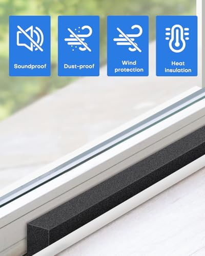 2Packs Air Conditioner Foam Tape with Adhesive, 1''X1''X 6.5 Ft Window Weather Stripping, High Resilience Ac Window Seal Kit Foam Insulation for Winter Summer (6.5ft X 2 Rolls, Black) - color: 2 PCS, size: 1''x1'' Black