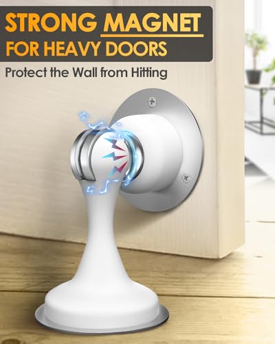 Door Stop Magnetic Door Stoppers, Door Stoppers for Bottom of Door Magnetic Door Catch with 3D Double-Sided Adhesive Tape, No Drilling, Screws for Stronger Mount, Hold Your Door Open - style: 1 Pack-White