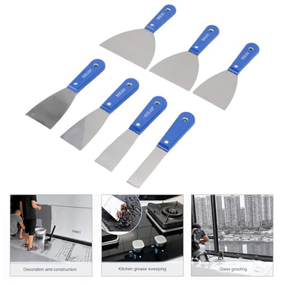 Putty Knife Set, 7 Pack, Carbon Steel Paint Scraper Tool with Storage Bag, for Applying Plaster Repairing Drywall Removing Wallpaper, 1 in 1.5in 2in 2.5in 3in 4in 5in