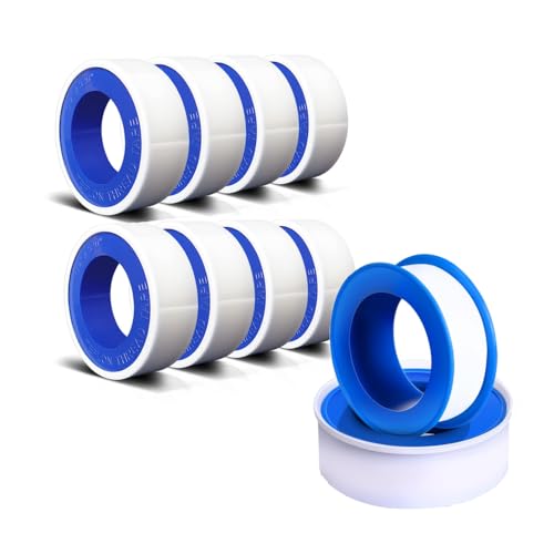 Teflon Professional Grade Pipe Tape, 10 Rolls PTFE Plumbers Thread Flex Seal Tape for Waterproof Sealing Plumbing, Air and Hydraulic Systems, 1/2 X 394 Inches