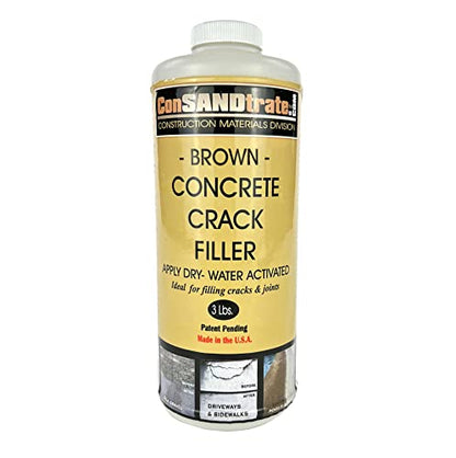 ConSandtrate Concrete Crack Filler - Brown - 3 lb. (Single Bottle) for Filling in Concrete Cracks on driveways, walkways and patios. - color: Brown