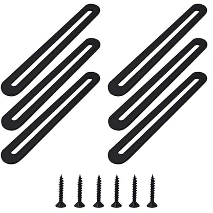 6PCS 155mm/6.1” Adjustable Flat Mending Plate with Slot, Black Stainless Steel Straight Brace Brackets, Flat Fixing Support for Wood Furniture DIY Repair Connector with Screws - size: 155mm/6.1”