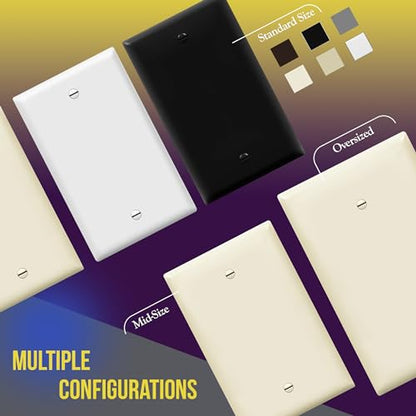ENERLITES Blank Device Wall Plate, Jumbo Blank Cover, Gloss Finish, Oversized 1-Gang 5.5" x 3.5", Polycarbonate Thermoplastic, 8801O-LA, Light Almond - color: Light Almond, size: Over-Size