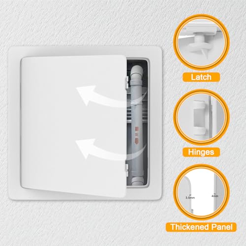 Suteck Plumbing Access Panel for Drywall Ceiling 16 x 16 Inch Reinforced Plastic Wall Access Doors Removable Hinged White - size: 16X16inch