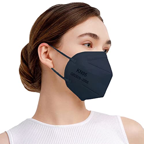 SAROULU 5-Layer Breathable Disposable KN95 Face Masks Respirator Cup Dust Safety Protection Mask - color: Navy-40
