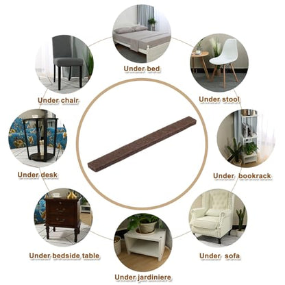 uxcell Felt Strips with Adhesive Backing, 20 Pcs 1/2" x 6" x 0.2" Anti Scratch Furniture Felt Tapes Self-Stick Pads for Protecting Hardwood Floor, Brown - color: Brown