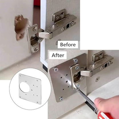 4 Piece Hinge Repair Kit - Cabinet Hinge Repair Plate Stainless Steel Door Hinge Repair Kit for Kitchen Cabinet Hinge Repair Brackets with Mounting Screws and Screwdrivers (4) (4, 3.5"x3.5") - size: 3.5"x3.5"
