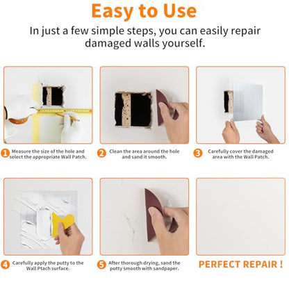 Wall Patch Kit, 15 Pieces Aluminum Self-Adhesive Mesh Repair Patches for Drywall, Multiple Sizes 2/4/6/8 Inch, Permanently Repairs Damaged Walls and Ceilings - size: 2/4/6/8in