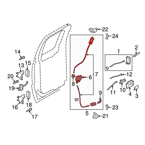 Rear Left Door Latch Assembly Compatible for Ford F250 F350 Super Duty 2008-2016 Driver Side Rear Door Latch Kit - size: F250 08-16 Rear Left