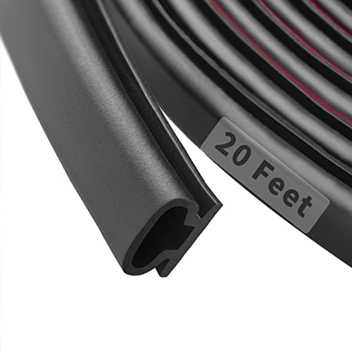 20 Feet Rubber Weather Stripping Door Seal Strip, Self-Adhesive Backing D-Shape Door Weatherstripping for Door Frame Insulation Large Gap, Easy Cut to Size(Black) - color: Black, size: 20 Ft