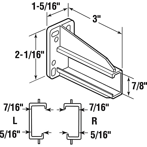 Prime-Line R 7227 Rear Drawer Track Back Plate – Support and Maintain Alignment of Bottom/Side Mounted Drawer Glides, 5/16 In. x 7/8 In., Plastic, White (1 Pair)