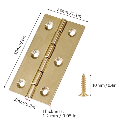Mini Solid Brass Hinges Cabinet Drawer Butt Hinges for Jewelry Chest Wood Box,1/2/2.5Inch,8PCS(2Inch) - size: 2Inch