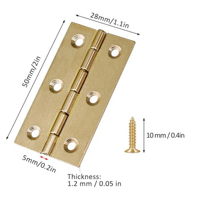 Mini Solid Brass Hinges Cabinet Drawer Butt Hinges for Jewelry Chest Wood Box,1/2/2.5Inch,8PCS(2Inch) - size: 2Inch