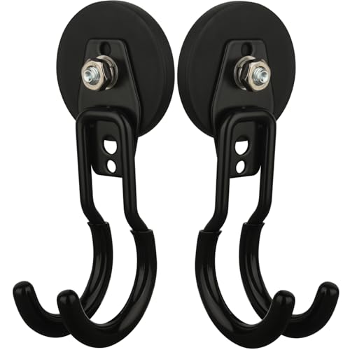 MUTUACTOR Upgraded Magnetic Hooks Heavy Duty,20lbs 2PCS Magnetic Mounting Garage Utility Magnet Hook for Hanging,Anti-Slip Durable Metal J-Hooks Magnetic Hook for Garden Hose Electric Cables Shovels - style: Updated 2.6in Magnet J Black Hooks 2PCS