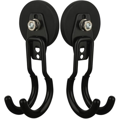 MUTUACTOR Upgraded Magnetic Hooks Heavy Duty,20lbs 2PCS Magnetic Mounting Garage Utility Magnet Hook for Hanging,Anti-Slip Durable Metal J-Hooks Magnetic Hook for Garden Hose Electric Cables Shovels - style: Updated 2.6in Magnet J Black Hooks 2PCS