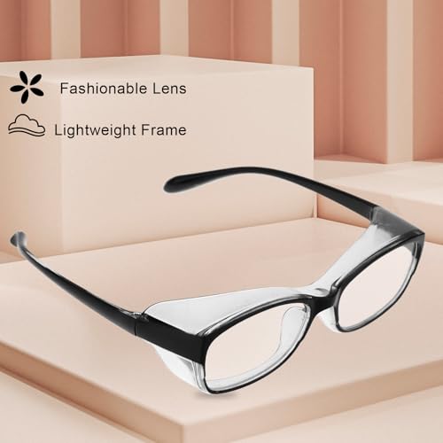 Qianyu 3 Pack Safety Glasses Nurses Goggles Anti Fog Protective Eyewear Square Clear Stylish Lab Goggles Scratch Side Shields Eyewear Light Eye Glasses for Women Men Adults Essentials