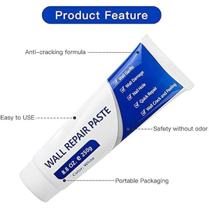 Drywall Patch Repair Kit 250g – Quick-Drying Wall Mending Agent with Scraper, Wall Putty Hole Repair, Multi-Functional Waterproof Repair Paste for Cracks, Holes & Concrete Surfaces (1 Set) - size: 1 Set