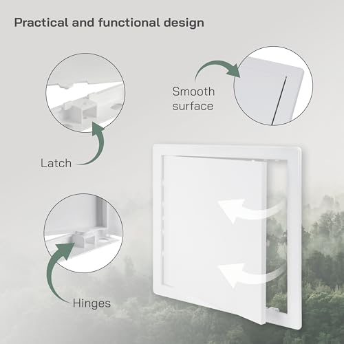 Vent Systems White ABS Plastic - Access Panel 12 x 12 Inch - Access Panel with Door for Drywall, Wall and Ceiling Electrical and Plumbing Service Wall Hole Cover - Exterior Dimensions 12.7x12.7 Inches - size: 12 X 12 Inch / 300 X 300 Mm