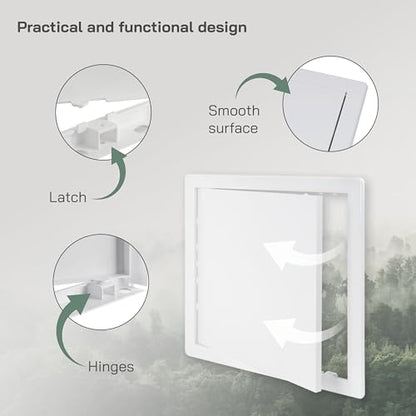 Vent Systems White ABS Plastic - Access Panel 12 x 12 Inch - Access Panel with Door for Drywall, Wall and Ceiling Electrical and Plumbing Service Wall Hole Cover - Exterior Dimensions 12.7x12.7 Inches - size: 12 X 12 Inch / 300 X 300 Mm