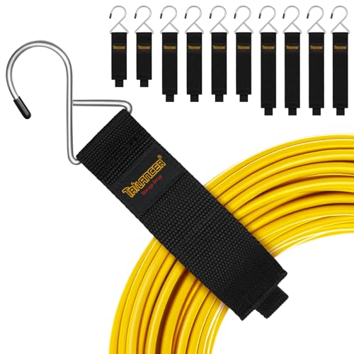 Heavy Duty Storage Straps(10-Pack), Trilancer Hook-and-Loop Cord Organizer and Hanger with Metal Hook to Hang on Walls for Cables, Wires, Rope, Hoses, Organization for Home, Garage or Workshop - size: 2S/4M/4L