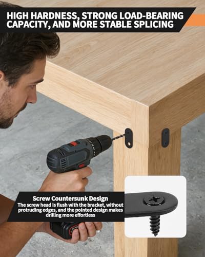 12 PCS 1.43'' x 0.63'' Stainless Straight Flat Brackets, Black Flat Metal Brace Bracket, Support Flat Metal Brace for Wood Furniture, Mending Plate Connector Joining Bracket for Fence,48 Screws - size: 1.43 X 0.63 in