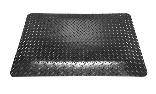 American Classic Diamond Plate Anti-Fatigue Mat – Closed-Cell Polymeric Sponge Base – Industrial Grade, Beveled Safety Edges, 9/16" or 1" Thick – Made in USA (Black, 2'x5'x9/16) - size: 60"L x 24"W x 0.6"Th