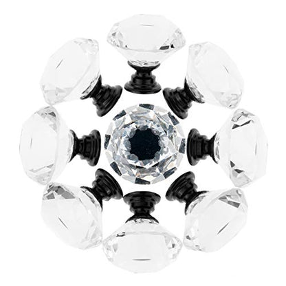 YourGift 30 Pack Drawer Knobs Diamond Shaped Crystal Glass 30mm Cabinet Knobs Pull Handle (30 mm, 30 Pack, Black) - color: Black, size: 30 mm, 30 Pack