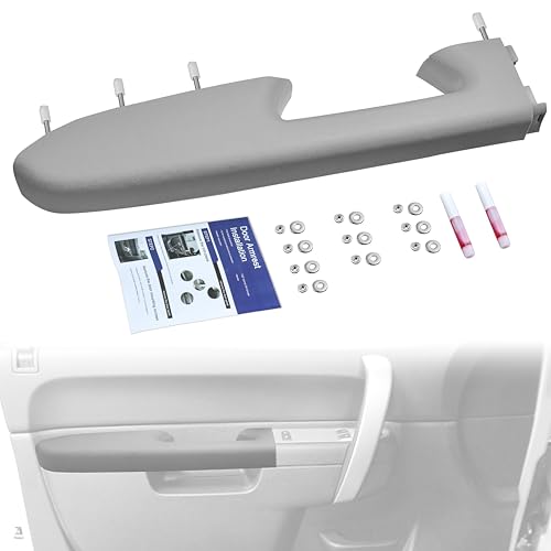 22818465 Front Left Driver Side Armrest Repair Kit Fit for Chevy Silverado/GMC Sierra 1500 2500HD 3500HD 2010-2014, Door Panel Repair with Door Release Handle Below Armrest, Grey - color: Gray/Titanium, size: Driver Side