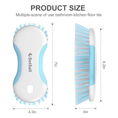 SetSail Multi-Purpose Scrub Brush of 2 Pack, Stiff Bristles Cleaning Brush with Non-Slip Grip Heavy Duty Scrub Brushes for Cleaning Bathroom Kitchen Tile Bathtub Sink, Blue - color: Blue