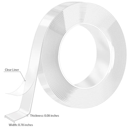 Nano Strong Mounting Adhesive Tape Double Sided Tape Heavy Duty Removable Clear Two Sided Double Stick Wall Tape 0.78in*10ft - size: B:0.78inch*10ft