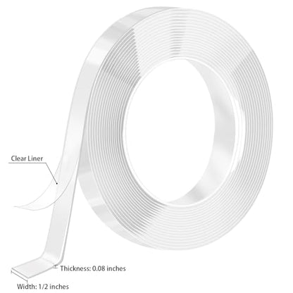 Nano Strong Mounting Adhesive Tape Double Sided Tape Heavy Duty Removable Clear Two Sided Double Stick Wall Tape 1/2in*10ft - size: A:1/2inch*10ft