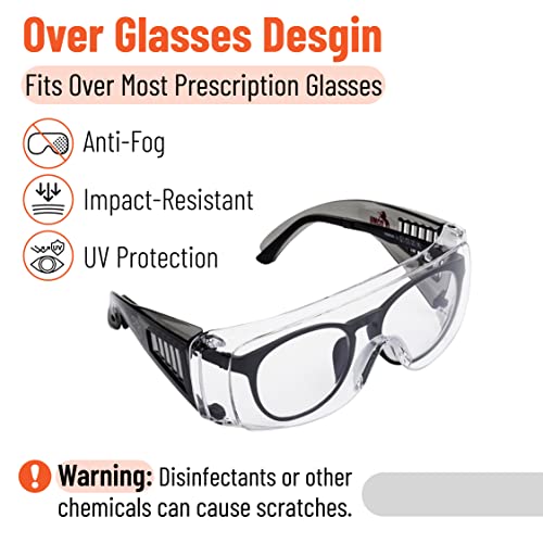 UNCO- Safety Goggles Over Glasses, Protective Goggles, Anti Fog, Work, Safety Glasses Over - color: Black, size: 1 Pack