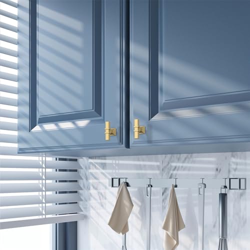 Amerdeco 10 Pack Brushed Gold Cabinet Knobs 1.46 Inch(37mm) Single Hole Cabinet Handles Rectangle Dresser Knobs Drawer Knobs and Pulls for Bathroom Cabinets ZH0067 - color: Brushed Gold, size: 1.46"/37MM Single Hole